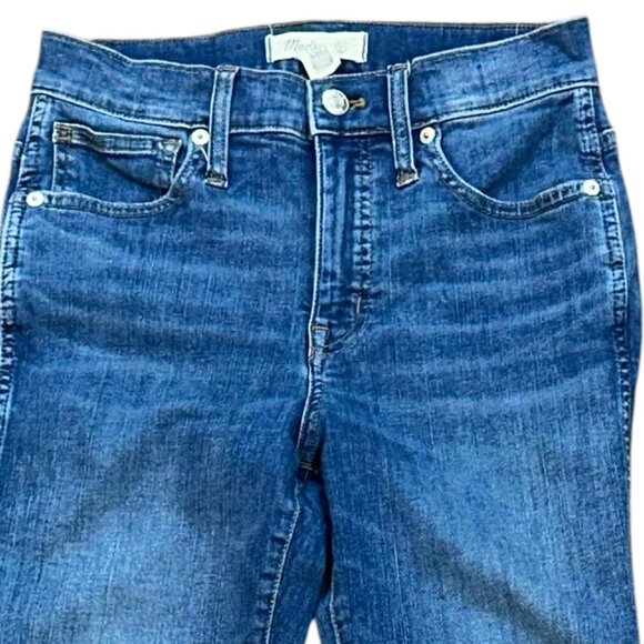 Madewell Stovepipe Denim Jeans Size 24P Raw Hem High‎ Waisted Medium Wash - Picture 2 of 10